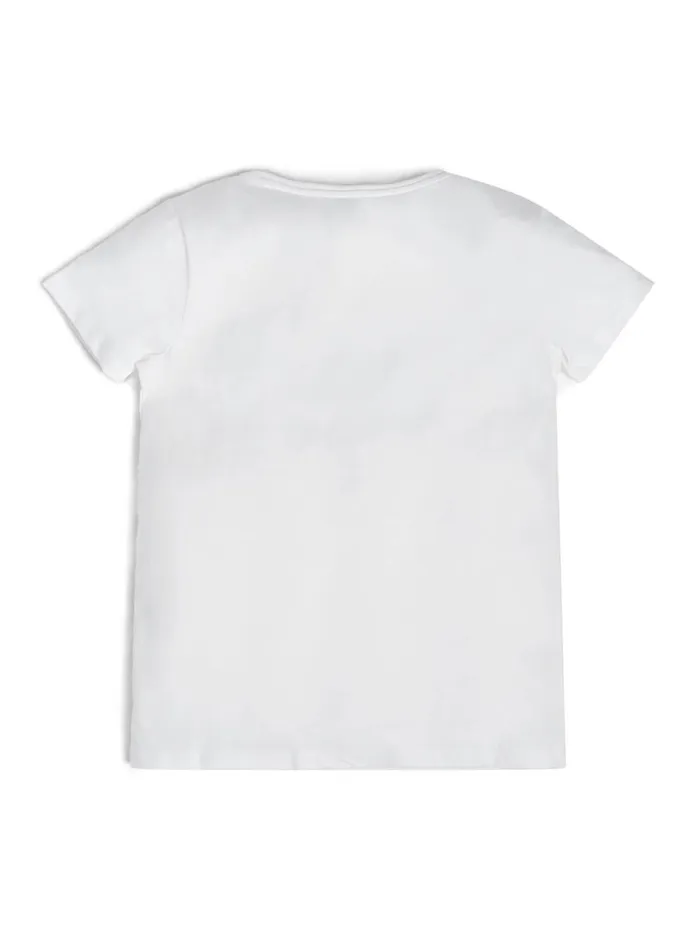Kids Big Girl GUESS Organic White Triangle Logo Tshirt 716 Kids Big Girl GUESS Organic White Triangle Logo Tshirt 716