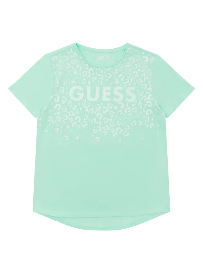 Kids Big Girl GUESS Rise Sky Leopard Logo Tshirt 716