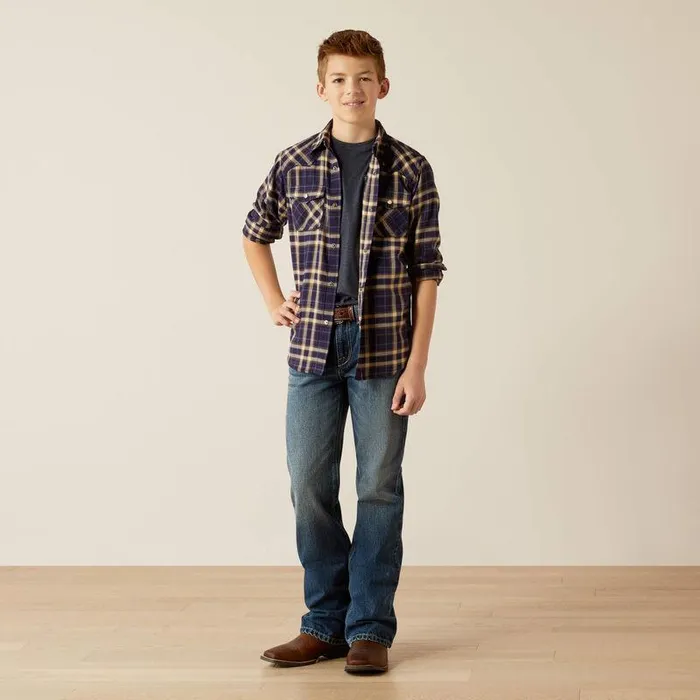Kids Button Down Shirts Ariat Hayes Retro Fit Shirt Dark Denim Kids Button Down Shirts Ariat Hayes Retro Fit Shirt Dark Denim