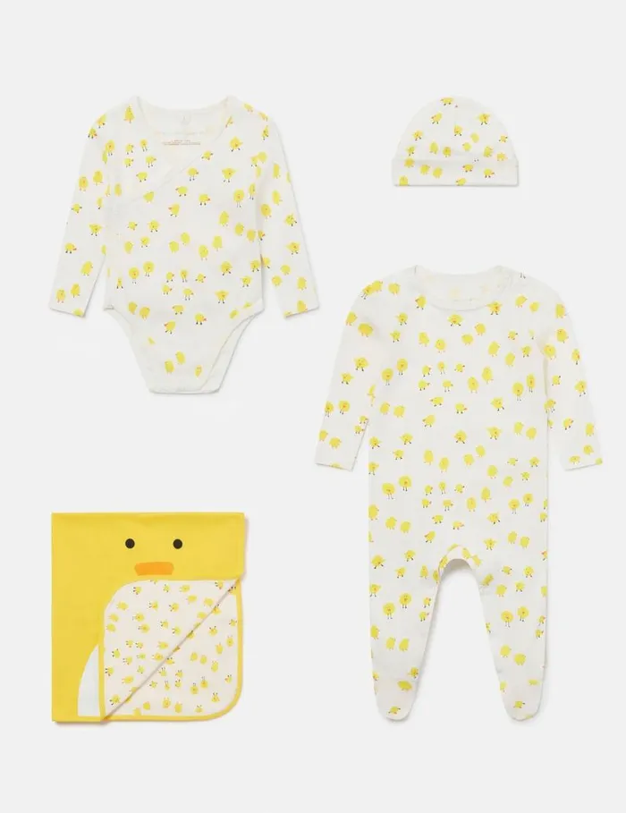 Kids Chick Pattern Baby Gift Set Yellow And White Stella McCartney Baby Boys