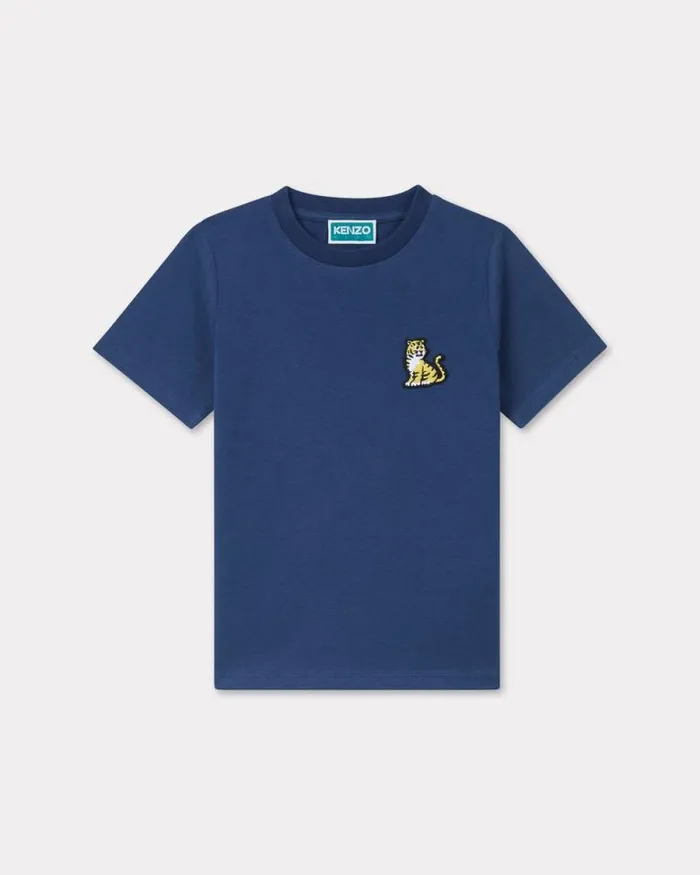 Kids Embroidered Cotton Tshirt Blue Black Kenzo Tshirts And Sweatshirts