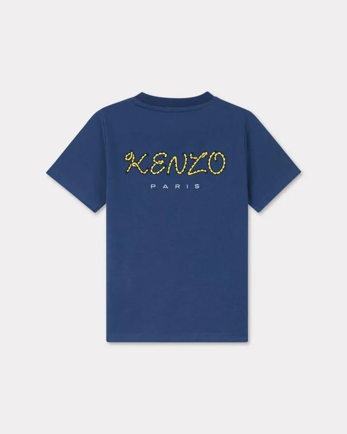Kids Embroidered Cotton Tshirt Blue Black Kenzo Tshirts And Sweatshirts