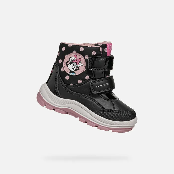 Kids Geox Ankle Boots FLANFIL ABX BABY BlackOld Rose Minnie Blackold Rose