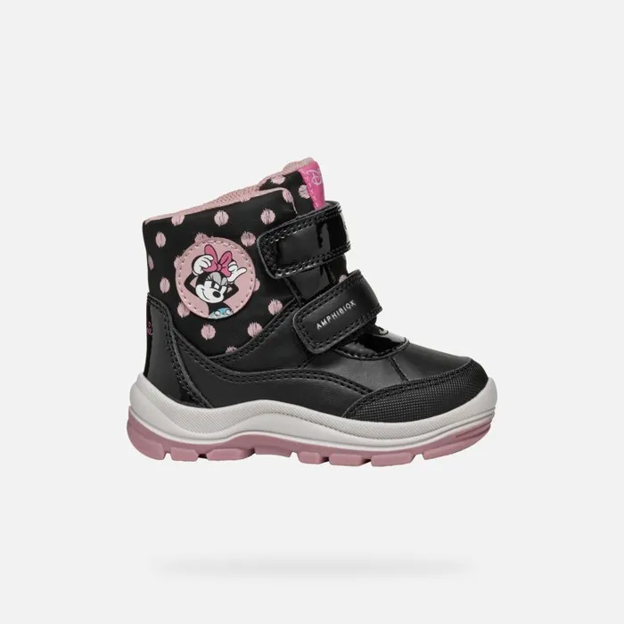 Kids Geox Ankle Boots FLANFIL ABX BABY BlackOld Rose Minnie Blackold Rose