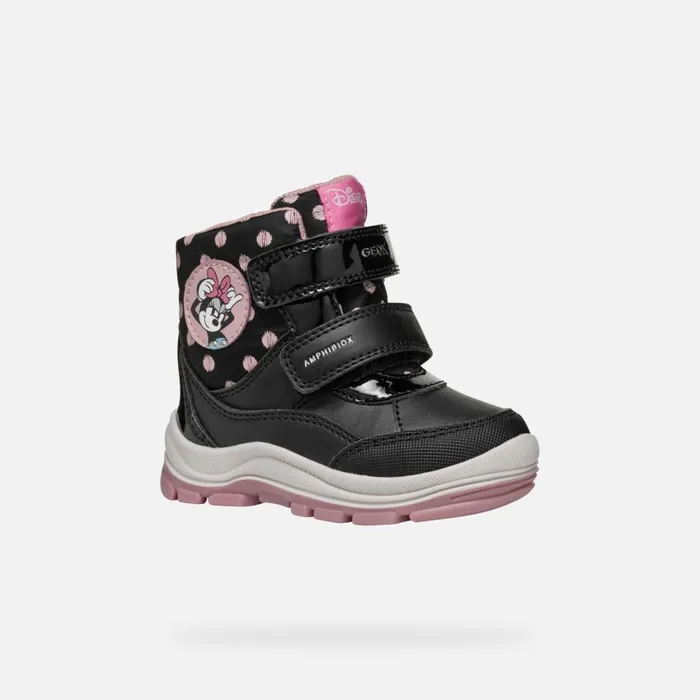 Kids Geox Ankle Boots FLANFIL ABX BABY BlackOld Rose Minnie Blackold Rose