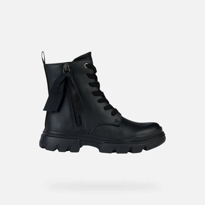 Kids Geox Ankle Boots JUNETTE G Combat Boots Black Junior Girl Geox Black