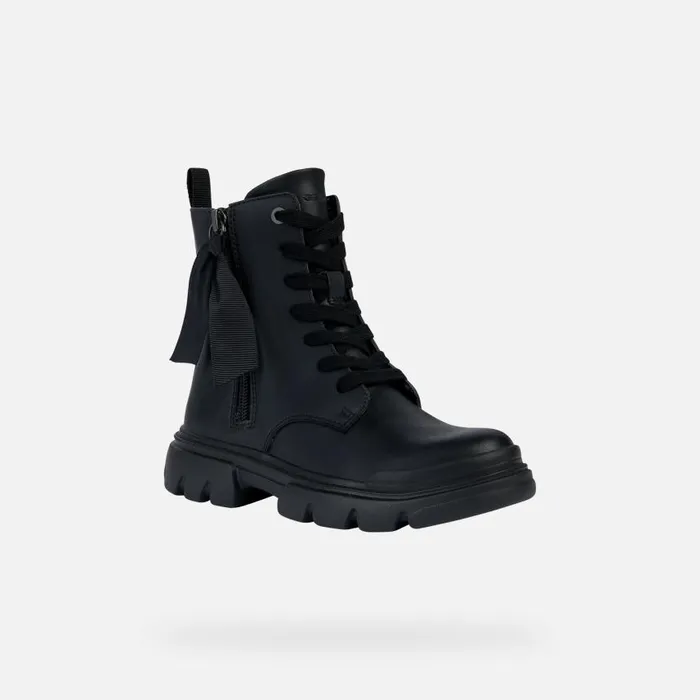 Kids Geox Ankle Boots JUNETTE G Combat Boots Black Junior Girl Geox Black