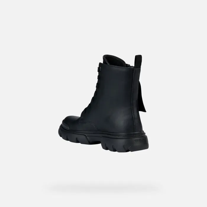 Kids Geox Ankle Boots JUNETTE G Combat Boots Black Junior Girl Geox Black