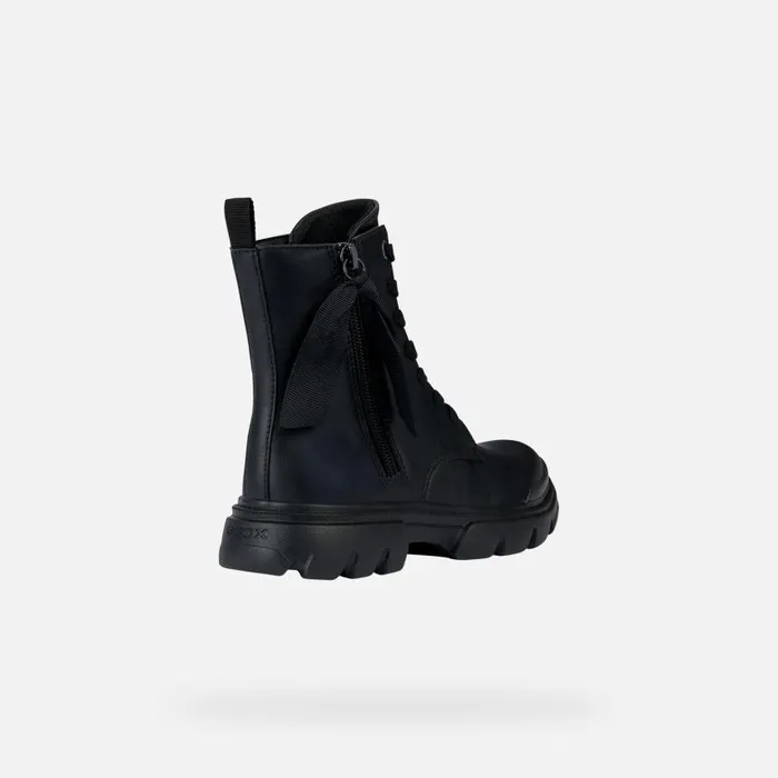 Kids Geox Ankle Boots JUNETTE G Combat Boots Black Junior Girl Geox Black