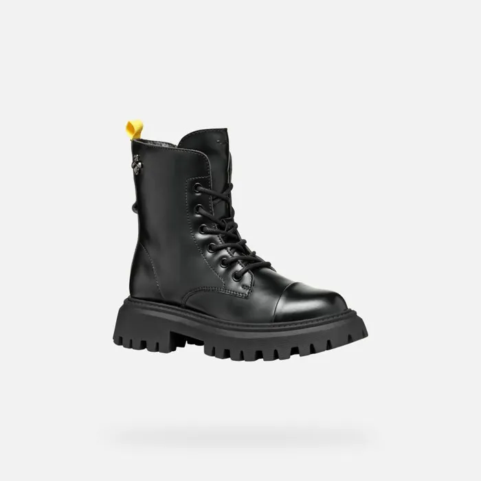 Kids Geox Ankle Boots MAQUINNENS GIRL Black Combat Boots Black