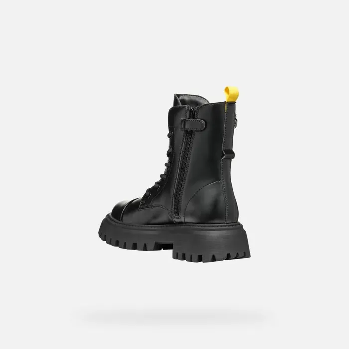 Kids Geox Ankle Boots MAQUINNENS GIRL Black Combat Boots Black