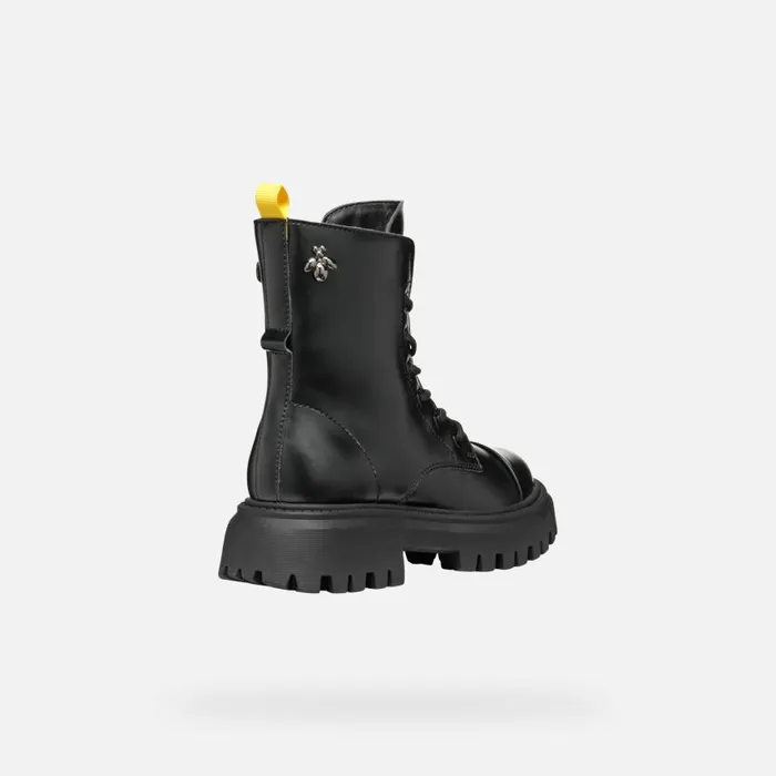 Kids Geox Ankle Boots MAQUINNENS GIRL Black Combat Boots Black