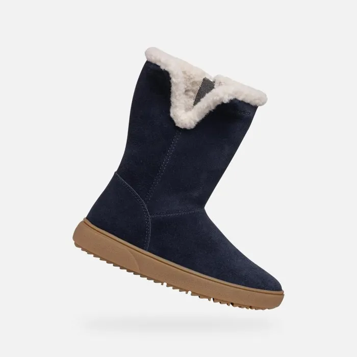 Kids Geox Ankle Boots THELEVEN GIRL Dark Navy Mid Calf Boots Dark Navy