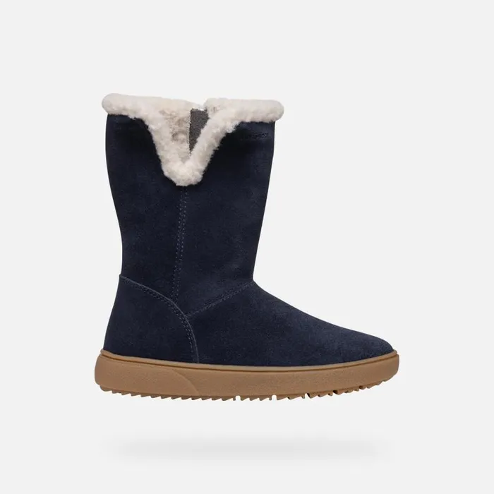 Kids Geox Ankle Boots THELEVEN GIRL Dark Navy Mid Calf Boots Dark Navy
