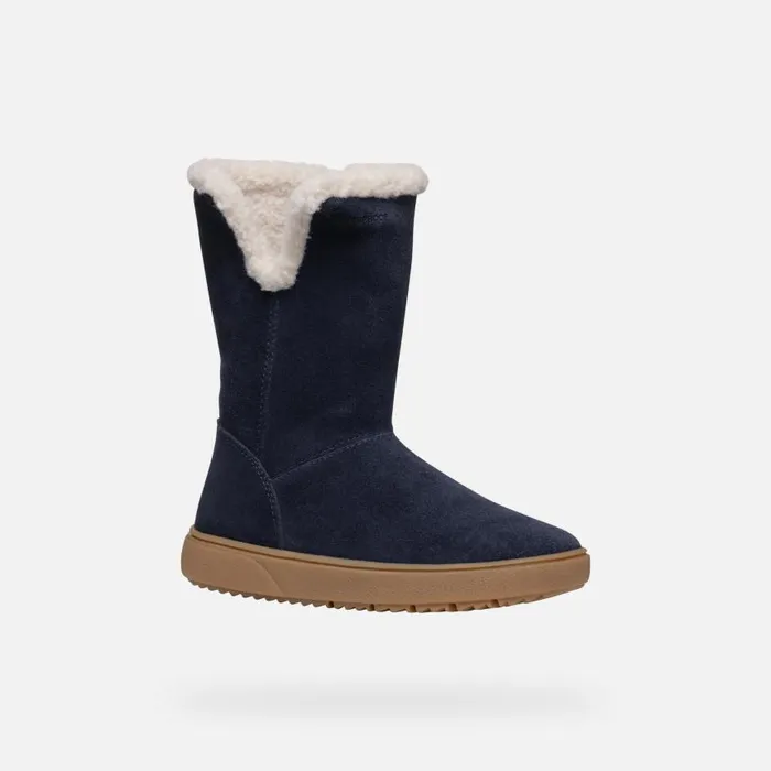 Kids Geox Ankle Boots THELEVEN GIRL Dark Navy Mid Calf Boots Dark Navy