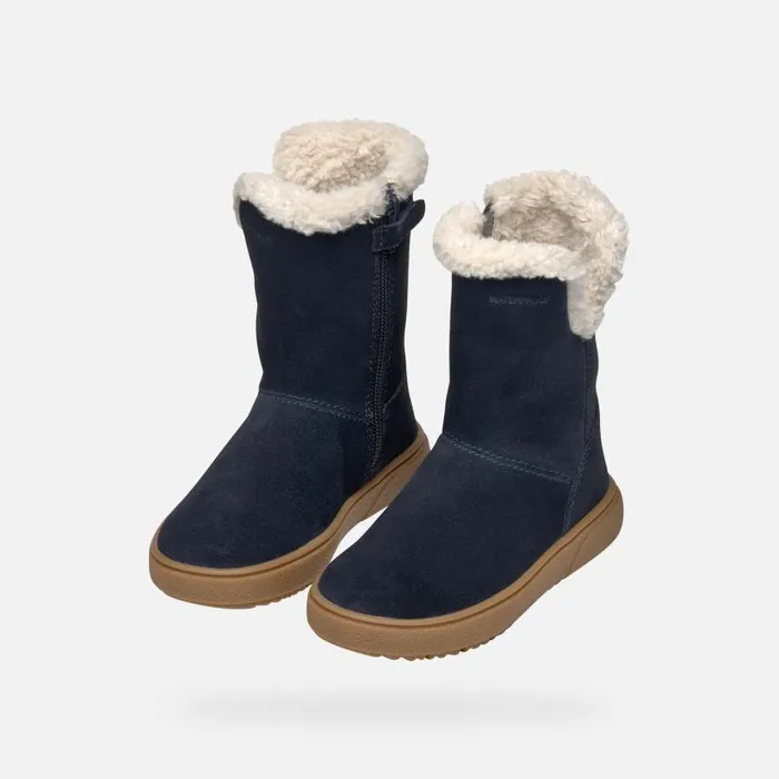Kids Geox Ankle Boots THELEVEN GIRL Dark Navy Mid Calf Boots Dark Navy