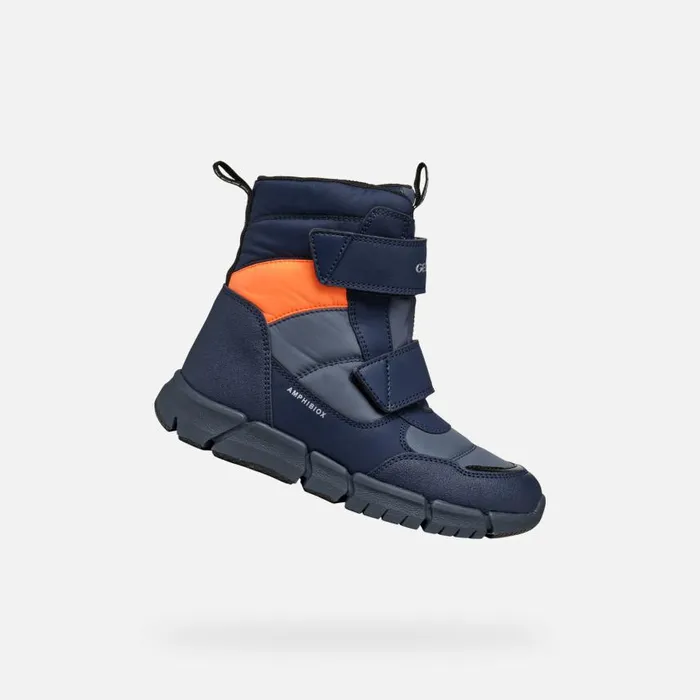 Kids Geox Boots FLEXYPER ABX BOY Dark AvioFluo Orange Waterproof Boots Dark Aviofluo Orange