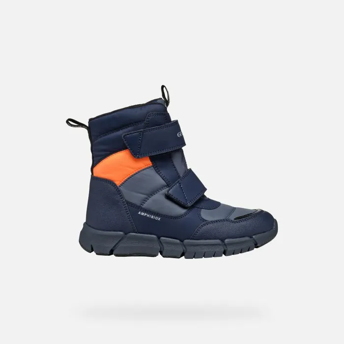 Kids Geox Boots FLEXYPER ABX BOY Dark AvioFluo Orange Waterproof Boots Dark Aviofluo Orange