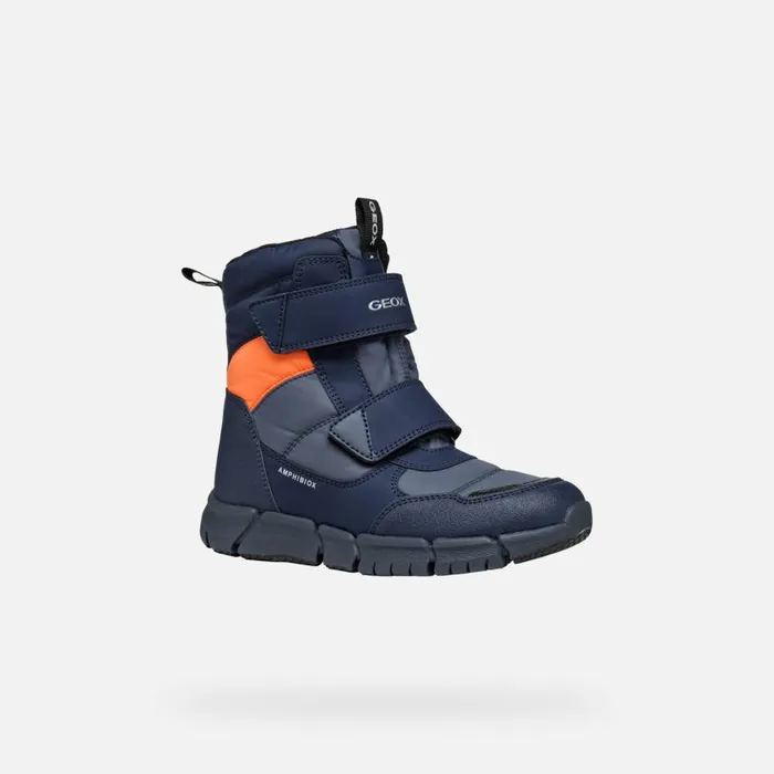 Kids Geox Boots FLEXYPER ABX BOY Dark AvioFluo Orange Waterproof Boots Dark Aviofluo Orange