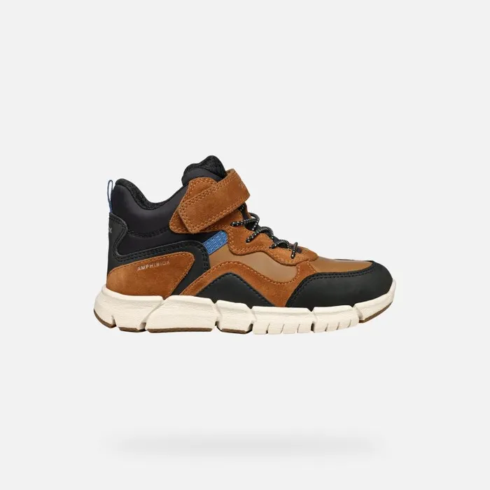 Kids Geox Boots FLEXYPER ABX BOY Light BrownBlack Waterproof Boots Light Brownblack