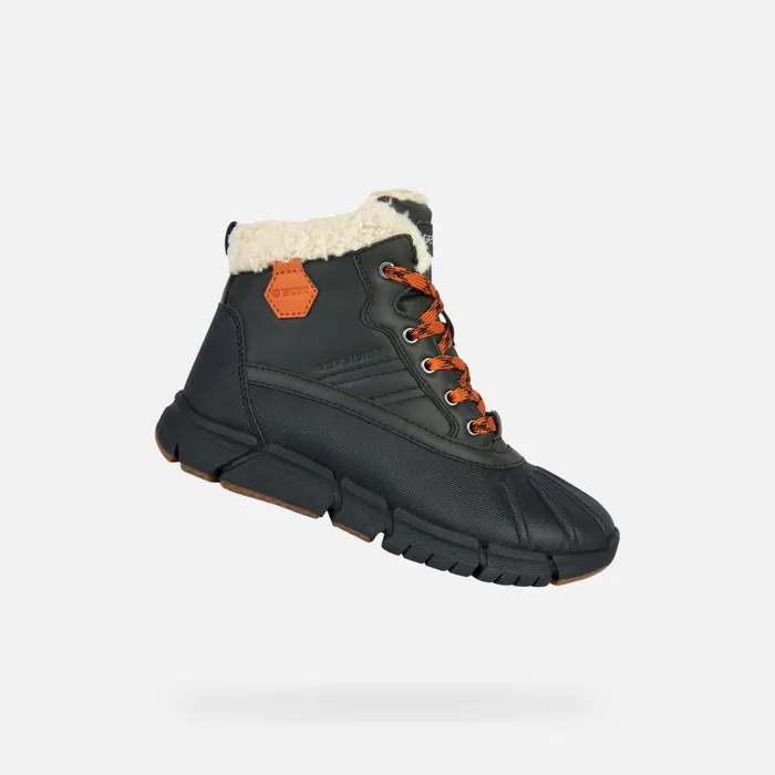 Kids Geox Boots FLEXYPER B ABX Waterproof Boots Junior Boy Geox Blackorange