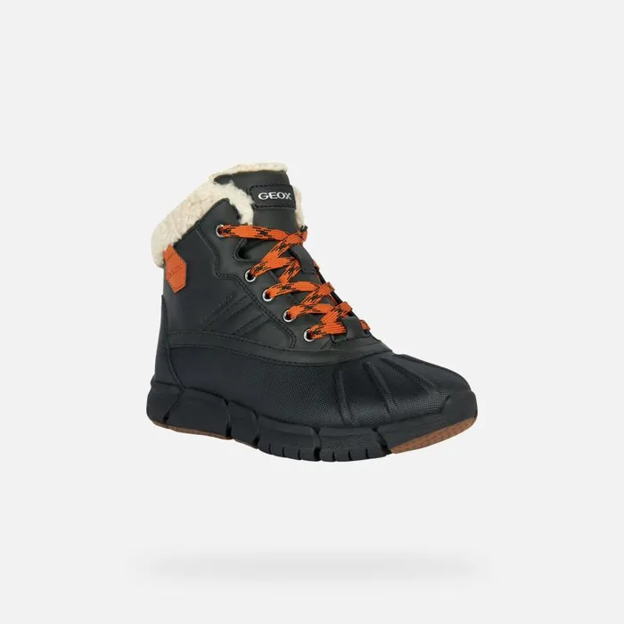 Kids Geox Boots FLEXYPER B ABX Waterproof Boots Junior Boy Geox Blackorange