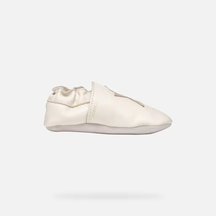 Kids Geox First Steps GLOVIEDOO BABY Light IvoryPlatinum Laceless Sneakers Light Ivoryplatinum