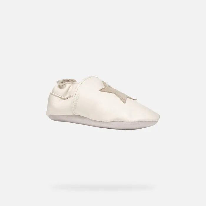 Kids Geox First Steps GLOVIEDOO BABY Light IvoryPlatinum Laceless Sneakers Light Ivoryplatinum