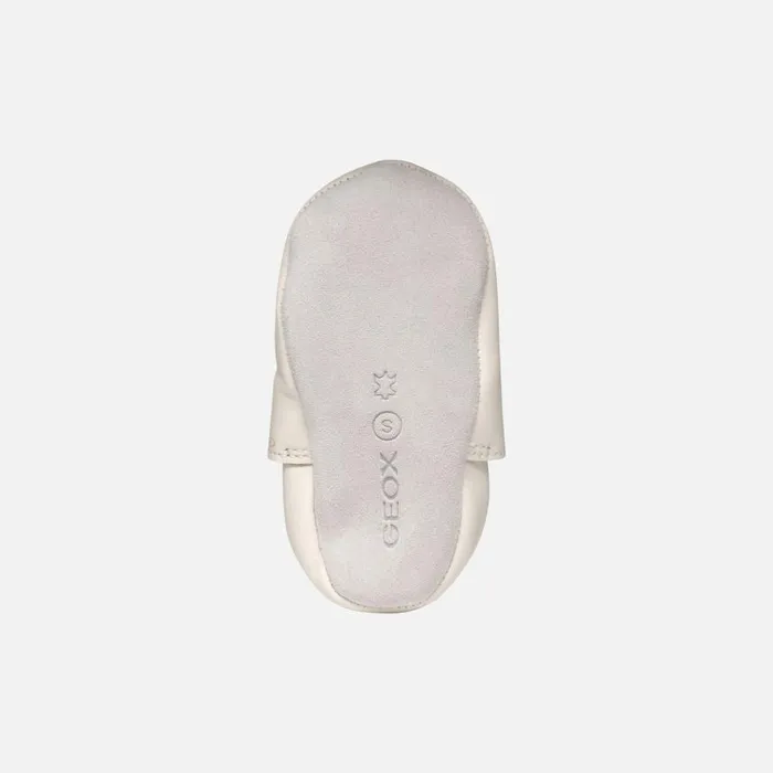 Kids Geox First Steps GLOVIEDOO BABY Light IvoryPlatinum Laceless Sneakers Light Ivoryplatinum