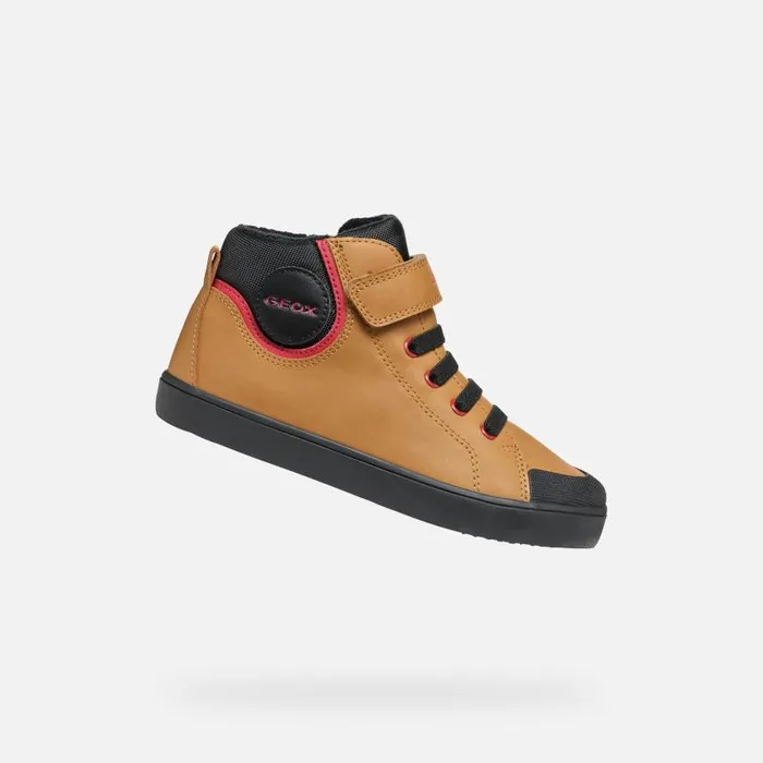 Kids Geox Sneakers GISLI BOY Dark YellowBlack High Top Sneakers Dark Yellowblack