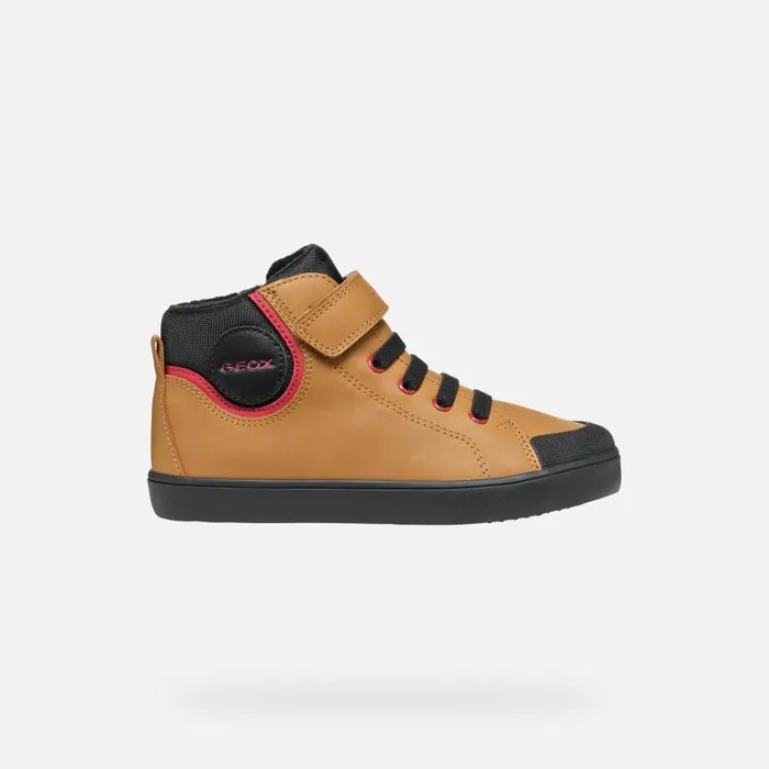 Kids Geox Sneakers GISLI BOY Dark YellowBlack High Top Sneakers Dark Yellowblack