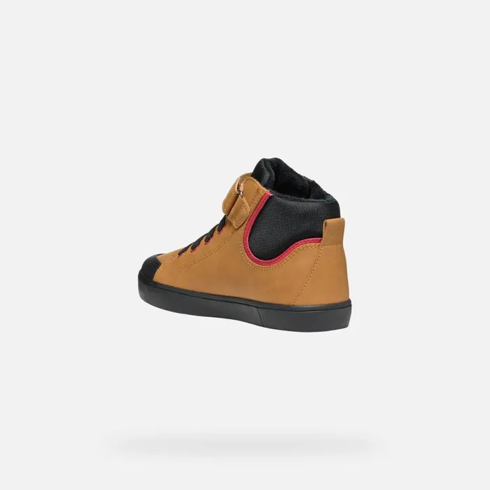 Kids Geox Sneakers GISLI BOY Dark YellowBlack High Top Sneakers Dark Yellowblack