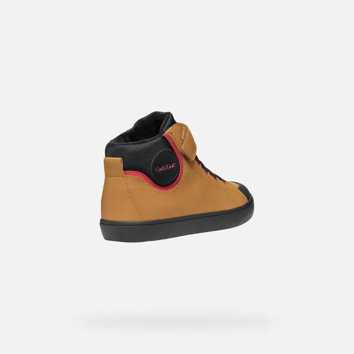 Kids Geox Sneakers GISLI BOY Dark YellowBlack High Top Sneakers Dark Yellowblack