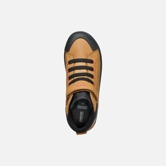 Kids Geox Sneakers GISLI BOY Dark YellowBlack High Top Sneakers Dark Yellowblack