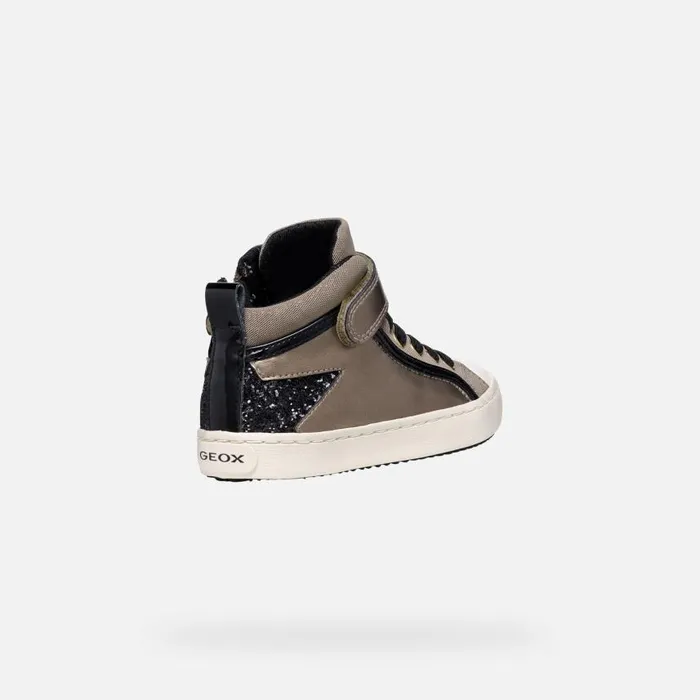 Kids Geox Sneakers KALISPERA GIRL Dark BeigeBlack High Top Sneakers Dark Beigeblack