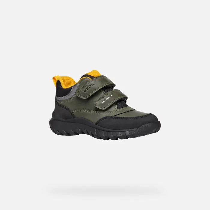 Kids Geox Sneakers SIMBYOS ABX BOY Dark GreenBlack Low Top Sneakers Dark Greenblack