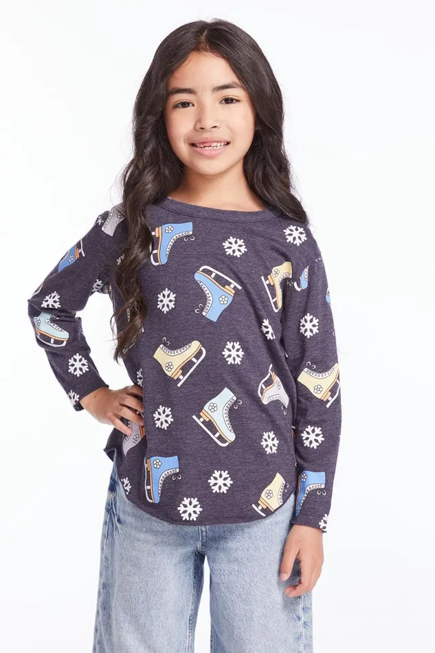 Kids Girls Chaser Brand Allover Ice Skates Girls Long Sleeve