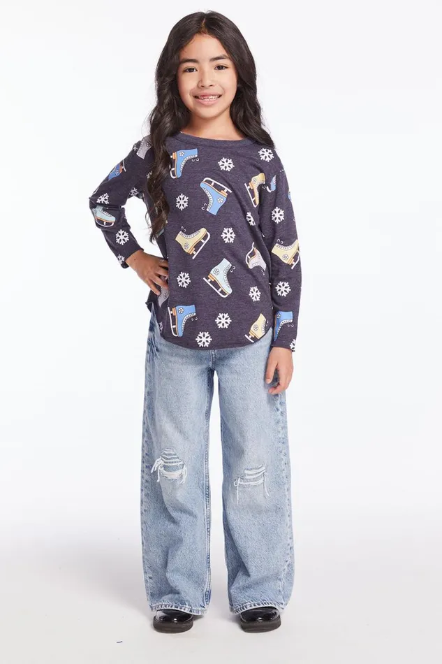 Kids Girls Chaser Brand Allover Ice Skates Girls Long Sleeve