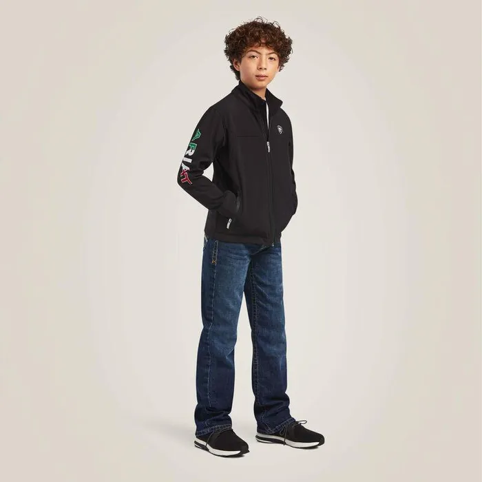 Kids Jackets and Vests Ariat New Team Softshell MEXICO Jacket Black Kids Jackets and Vests Ariat New Team Softshell MEXICO Jacket Black