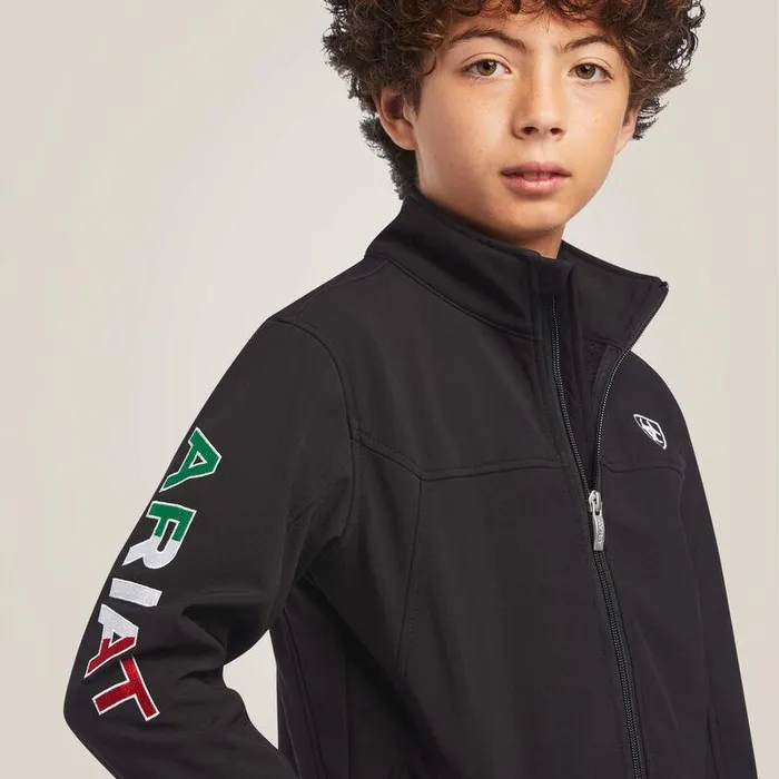 Kids Jackets and Vests Ariat New Team Softshell MEXICO Jacket Black Kids Jackets and Vests Ariat New Team Softshell MEXICO Jacket Black