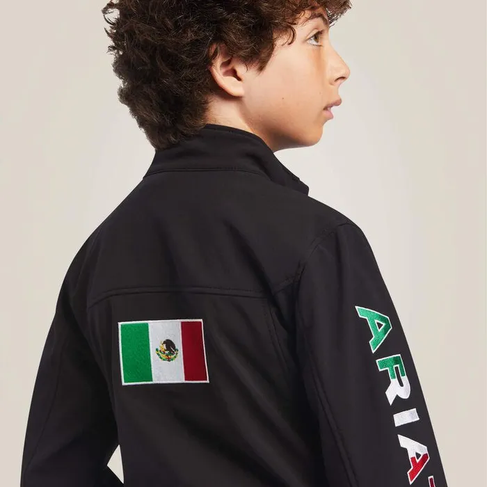Kids Jackets and Vests Ariat New Team Softshell MEXICO Jacket Black Kids Jackets and Vests Ariat New Team Softshell MEXICO Jacket Black