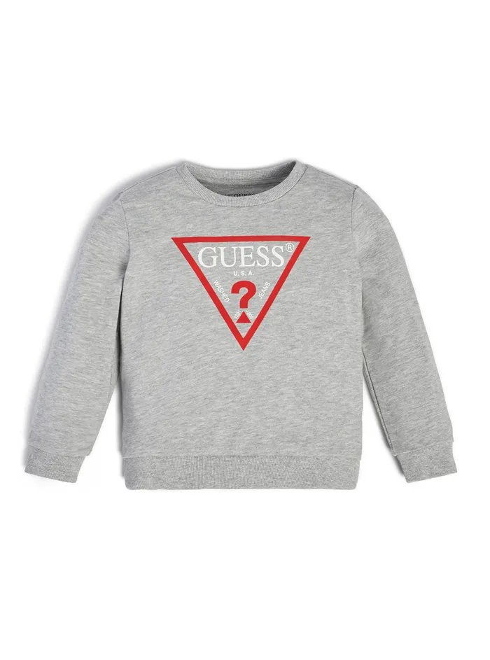 Kids Little Boy GUESS Grey Logo Fleece Jumper 27