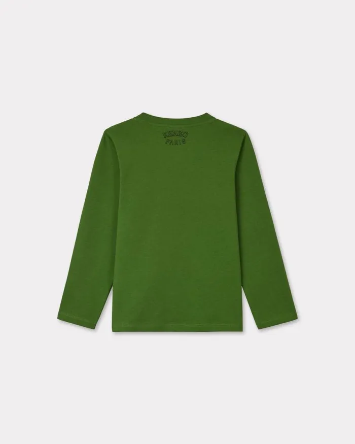 Kids Longsleeved Cotton Tshirt Olive Kenzo Tshirts And Sweatshirts