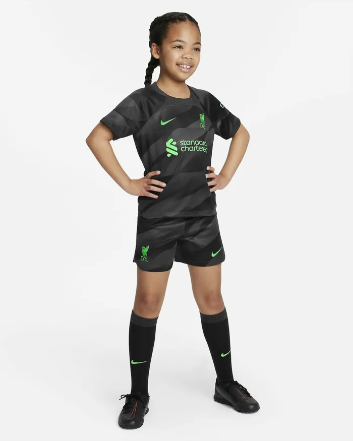 Kids Nike All Accessories And Equipment Liverpool FC 202324 Goalkeeper Anthracitepoison Green