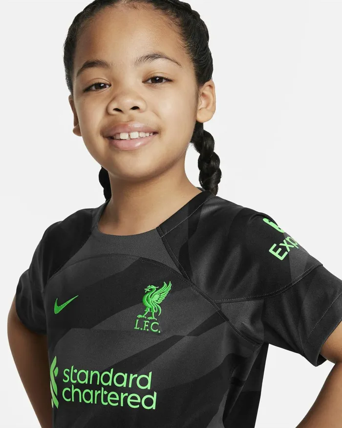 Kids Nike All Accessories And Equipment Liverpool FC 202324 Goalkeeper Anthracitepoison Green