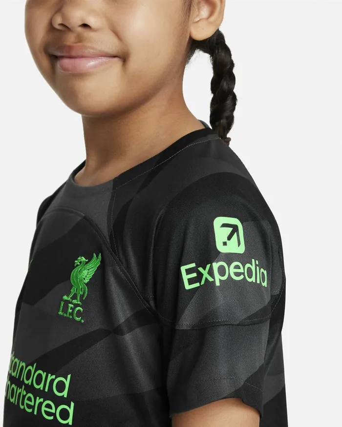 Kids Nike All Accessories And Equipment Liverpool FC 202324 Goalkeeper Anthracitepoison Green