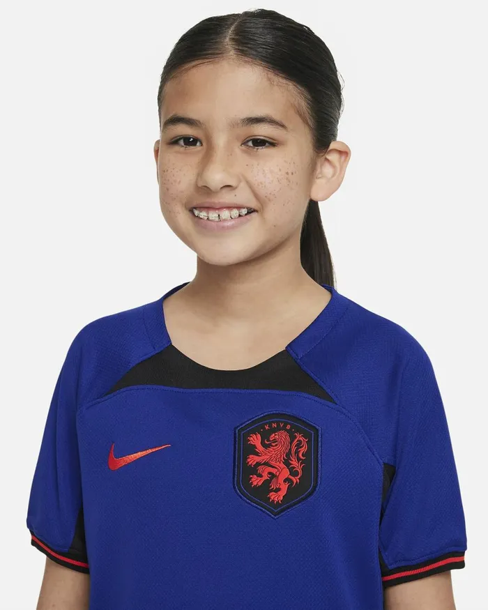 Kids Nike All Clothing Netherlands 202223 Stadium Away Deep Royal Blueblackhabanero Red
