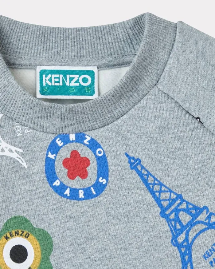 Kids Printed Cotton Sweatshirt Misty Grey Kenzo Tshirts And Sweatshirts