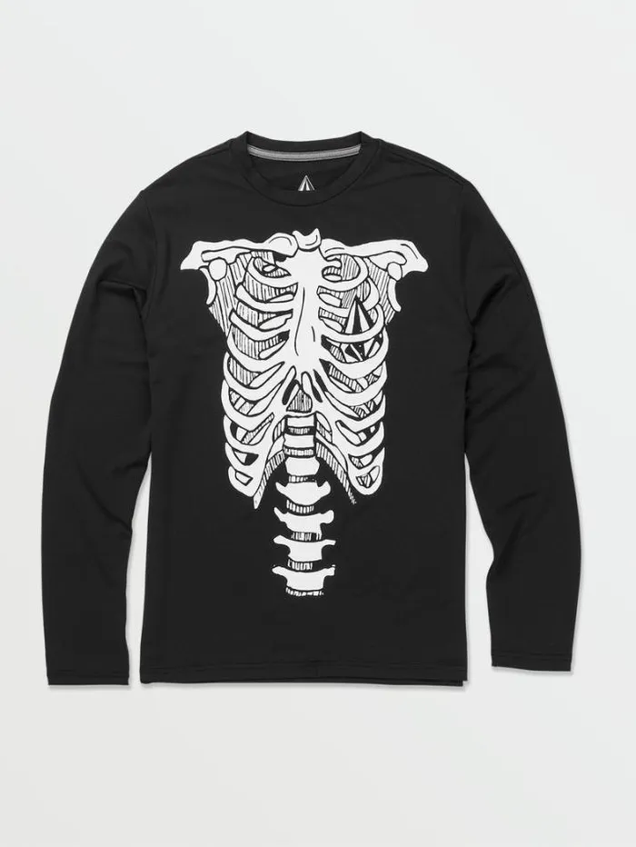 Kids Rashguards Volcom Big Boys Skeleton Long Sleeve Rashguard 8211 Black