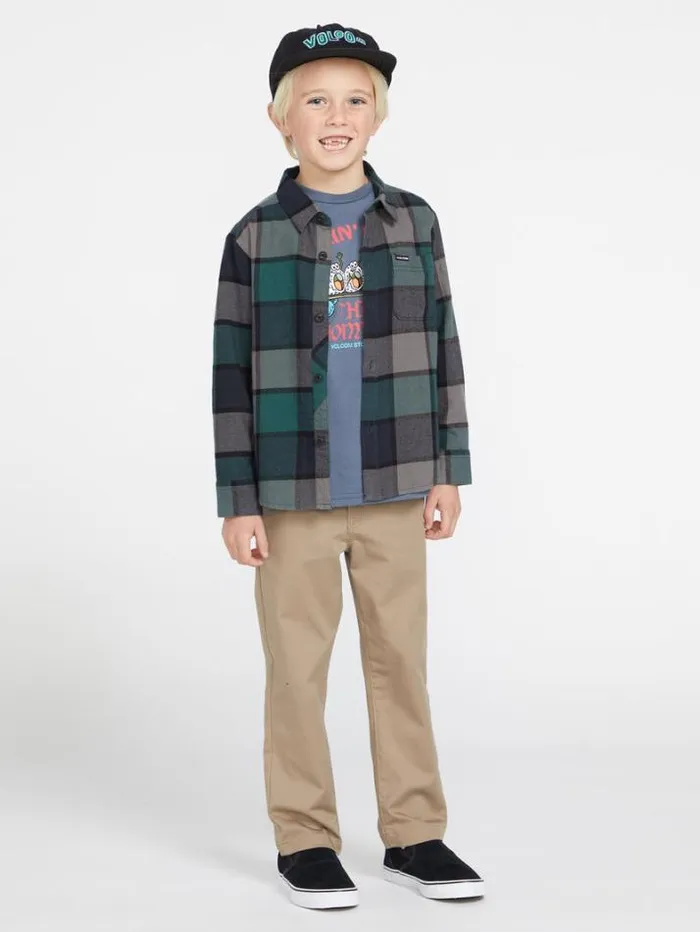 Kids Shirts and Flannels Volcom Little Boys Caden Plaid Flannel 8211 Navy